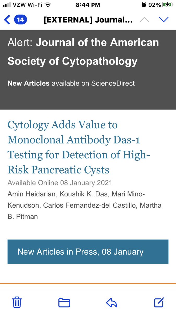 ⁦<a href="/JASCJOURNAL/">Journal of American Society of Cytopathology</a>⁩ #pancreatic cytology and Das-1