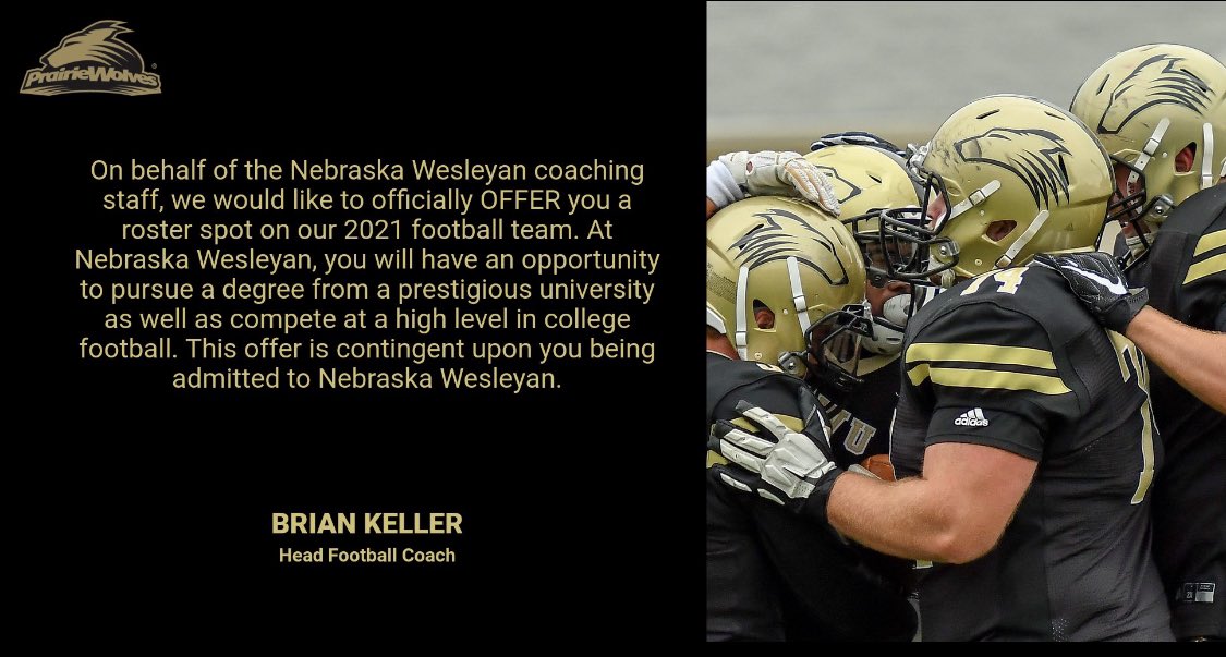 HunterEichelbe1's tweet photo. Excited to announce that I’ve received an offer to play football at Nebraska Wesleyan University! @NWUFootball @CoachCrume @coachcurtis42 https://t.co/EovRxRY0Iq