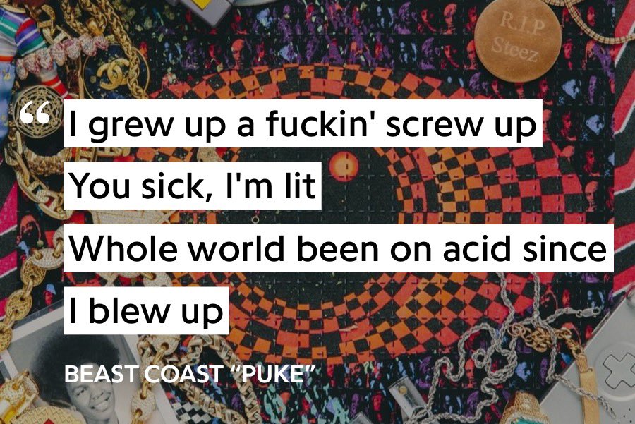22. Puke - Beast CoastOne of the most introspective tracks on EFNY, I love how the group explores the connection between their substance use and their pasts. The outro is one of my favorites ever.