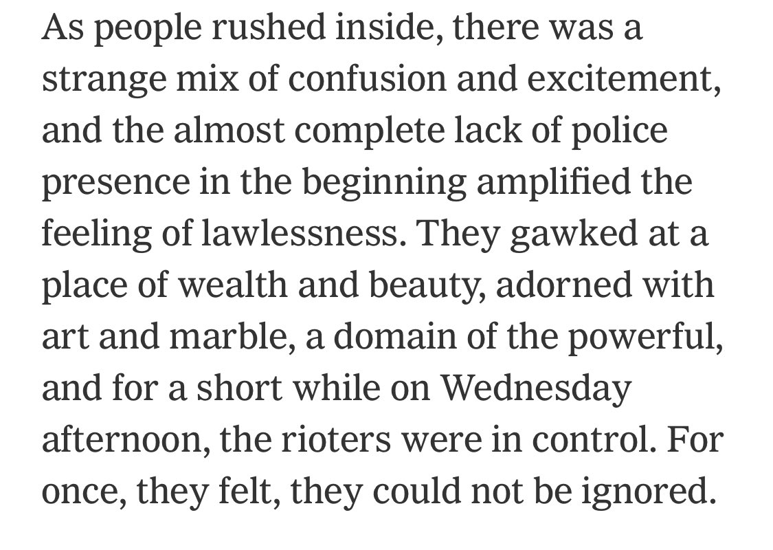 Reading a NYT account of the invasion of the Capitol, what kind of work, exactly, is being done by these paragraphs?