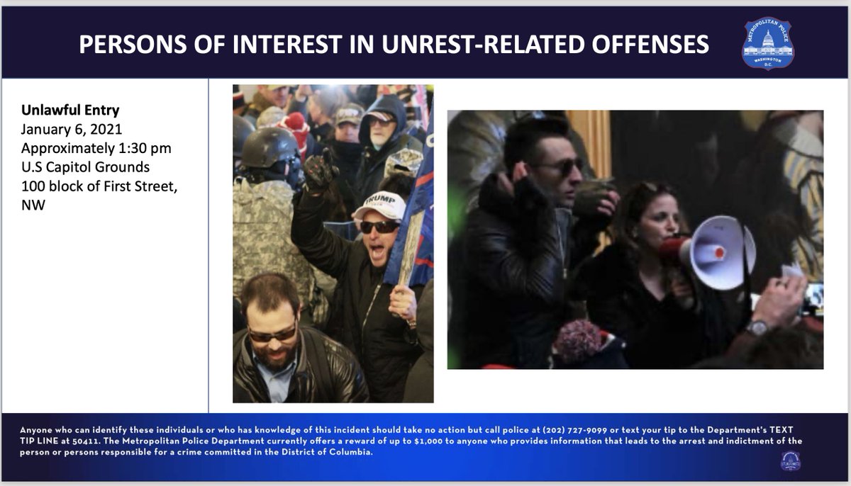  #PHOTO: PERSONS OF INTEREST 13 of 26 #Washington,  #DC Metro  #Police Department seeks  #info on  #POI in Unrest-Related Offenses on 6 January 2021 @ US  #Capitol GroundsLet  #Law &  #Justice prevail!If you have info to share call  @DCPoliceDept 202-727-9099 or TEXT TIP LINE @ 50411