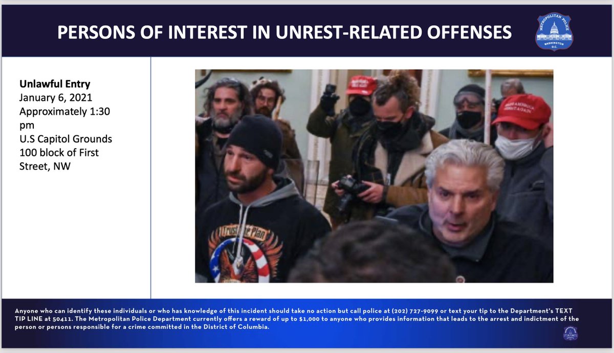  #PHOTO: PERSONS OF INTEREST 11 of 26 #Washington,  #DC Metro  #Police Department seeks  #info on  #POI in Unrest-Related Offenses on 6 January 2021 @ US  #Capitol GroundsLet  #Law &  #Justice prevail!If you have info to share call  @DCPoliceDept 202-727-9099 or TEXT TIP LINE @ 50411