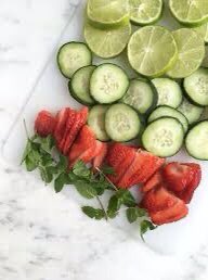 cucumber + lime + strawberry + mint