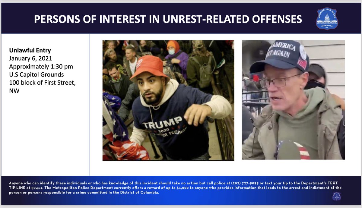  #PHOTO: PERSONS OF INTEREST 17 of 26 #Washington,  #DC Metro  #Police Department seeks  #info on  #POI in Unrest-Related Offenses on 6 January 2021 @ US  #Capitol GroundsLet  #Law &  #Justice prevail!If you have info to share call  @DCPoliceDept 202-727-9099 or TEXT TIP LINE @ 50411