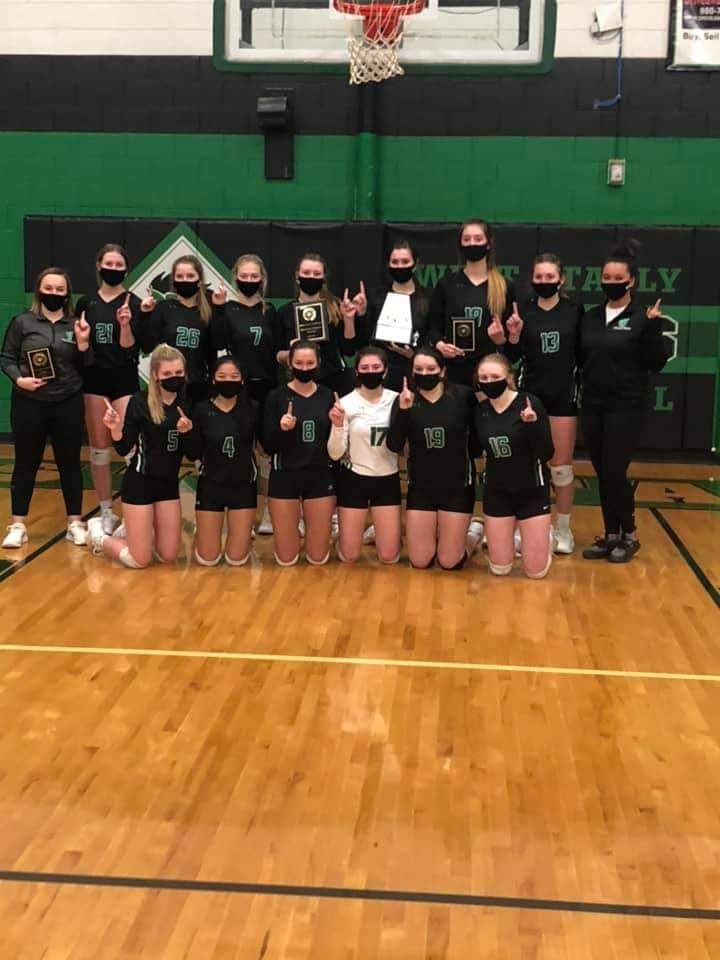 WSHSathletics's tweet photo. West Stanly Volleyball captures the conference tournament title tonight to go along with the regular season championship. Colts defeat the Tigers 3-1 and recognize Kayli Cleaver (RRC Player of the Year) along with other All-RRC honorees Addie Barbee, Riley Barbee and Madison Kee. https://t.co/4j6xTihqYV