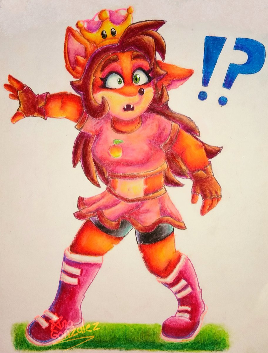 AnaDrawZone's tweet photo. I did my version of #Crashette :D!
I think that my camera doesn't make justice for her but later (maybe) I will upload a better quality version.
Do you like her? I didn't know what color for her "Dress" I could choose!
#CrashBandicoot #Crash4 #CrashBandicootFanart https://t.co/5mZ2ux3kmy