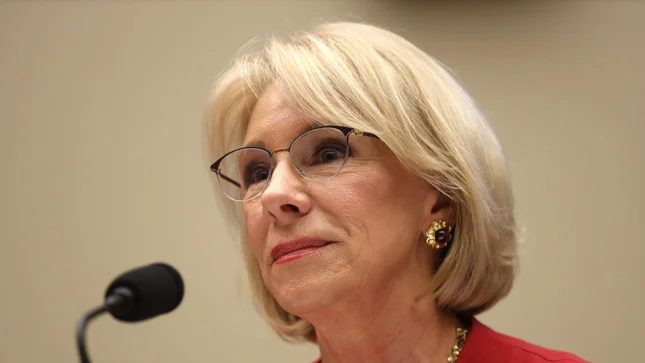 thehill's tweet photo. Betsy DeVos resigns as Education Secretary: report https://t.co/O4pmT3H0yK https://t.co/tG7hEKdCWQ