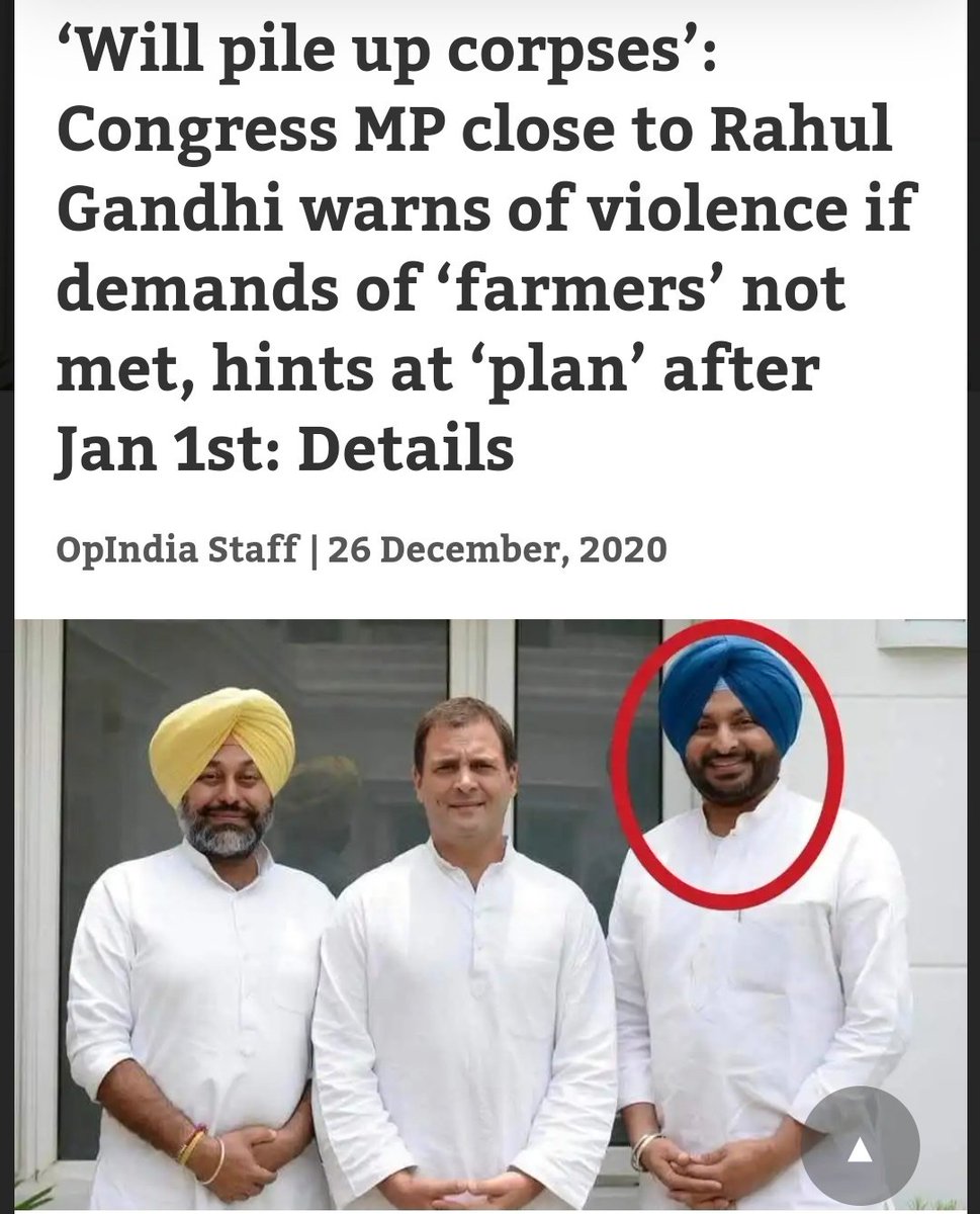 The Chief Minister of Punjab in an recent interview posted on the Twitter TL said that the Govt will support the families of protesters in Punjab, Ludhiana MP Ravneet Bittu claimed, we will pileup CORPSES "Lashon Ke Dher Laga Denge". Congress MLA Gurkeerat Singh cought on Camera