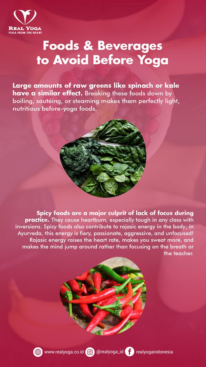 RealYoga_ID's tweet photo. Here is Foods &amp; Beverages to Avoid Before Yoga

Do you want free trial yoga class at @RealYoga_ID sign up on our website https://t.co/imIS9sTsO8 now! https://t.co/fmqRMYzgdL