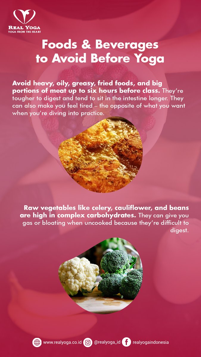 RealYoga_ID's tweet photo. Here is Foods &amp; Beverages to Avoid Before Yoga

Do you want free trial yoga class at @RealYoga_ID sign up on our website https://t.co/imIS9sTsO8 now! https://t.co/fmqRMYzgdL