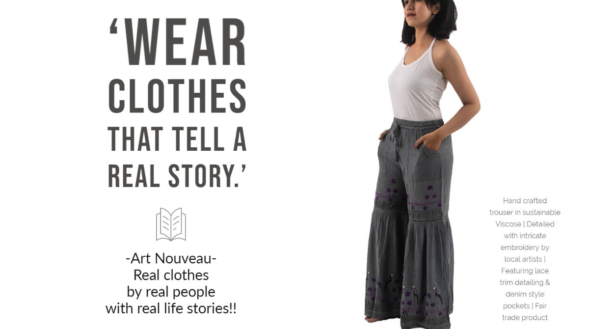 ‘Wear clothes that tell a REAL story.’
.
Art Nouveau – Real clothes by real people with real life stories!!
.
#shoplocal #blockprint #handembroidery #supportlocal #fairtrade #organic #ethicalfashion #sustainablefashion #slowfashion #fairtradefashion #sustainable #ethicallymade
