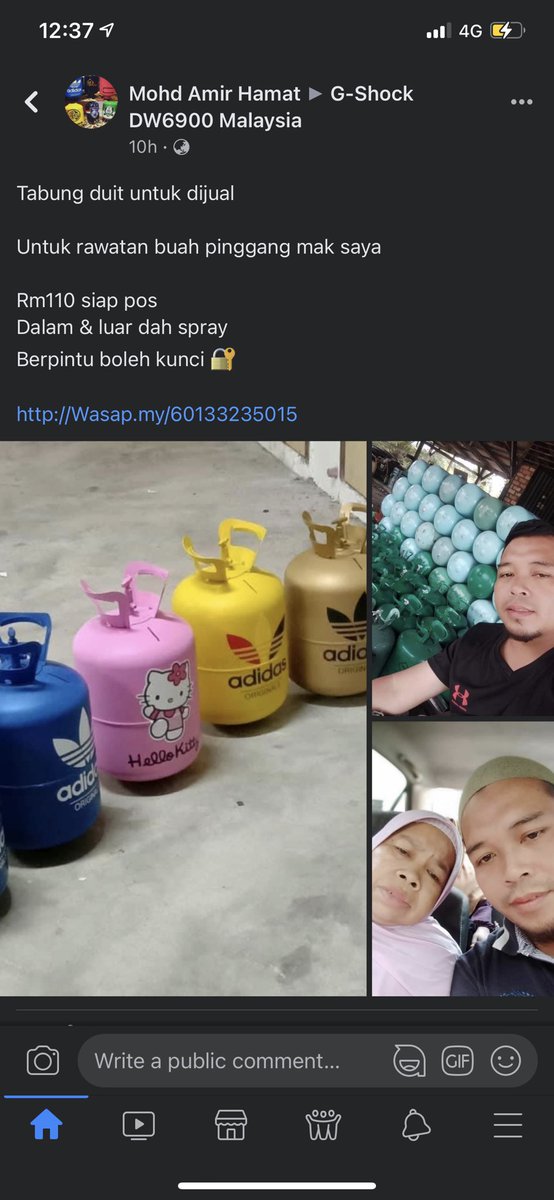 Aku nampak ni tadi dekat Facebook. Brother ni jual tong gas customize jadi tabung untuk bayar kos rawatan buah pinggang mak dia. Mari la kita bantu sebarkan. Tak dapat beli takpe, RT pun dah cukup. Kot kawan korang ada yang tengah cari tabung tahan 10 tahun terus.
