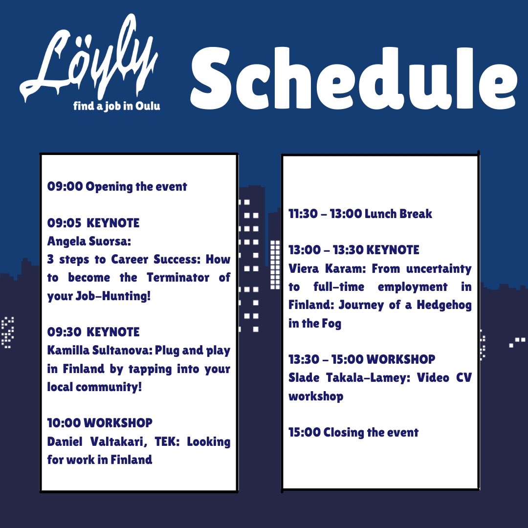 osakoweb's tweet photo. See you in one week!

This year Löyly takes place in Zoom. You need to be signed up before 13th of January to receive the link for the event. You can find the link to the sign-up form in our profile bio.
 
#löylyoulu https://t.co/ABF9I1VTsw