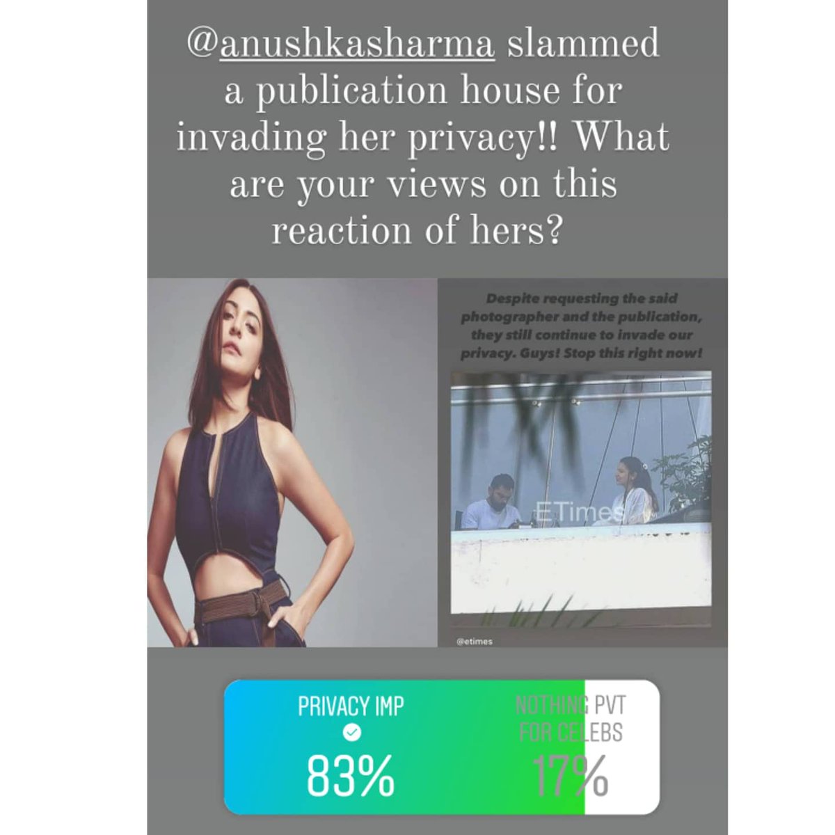 popping_polls's tweet photo. Results are out
#poppingpolls #polls #pollwithpp #results #anushkasharma #viratkohli #slam #publication #etimes #privacy #invasionofprivacy #privacyisimportant #invading #celebrites #solarpower #electricity #adani #adanigreenenergy #relience #ratantata #mukeshamabani #OpinionPoll https://t.co/AUnS0FaHax