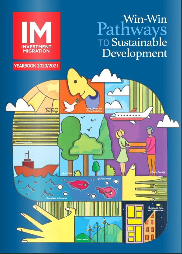 IMCouncil's tweet photo. Have you noticed that the #IMYearbook 2020/21 cover page reflects the #UN #SustainableDevelopment Goals? An interview with @ASolimanoR will provide you with insight into how UN #SDG’s are aligned with #investmentmigration. Access the interview on pg 40: https://t.co/BZw1ZMmMyR https://t.co/G7HD3O7EGg