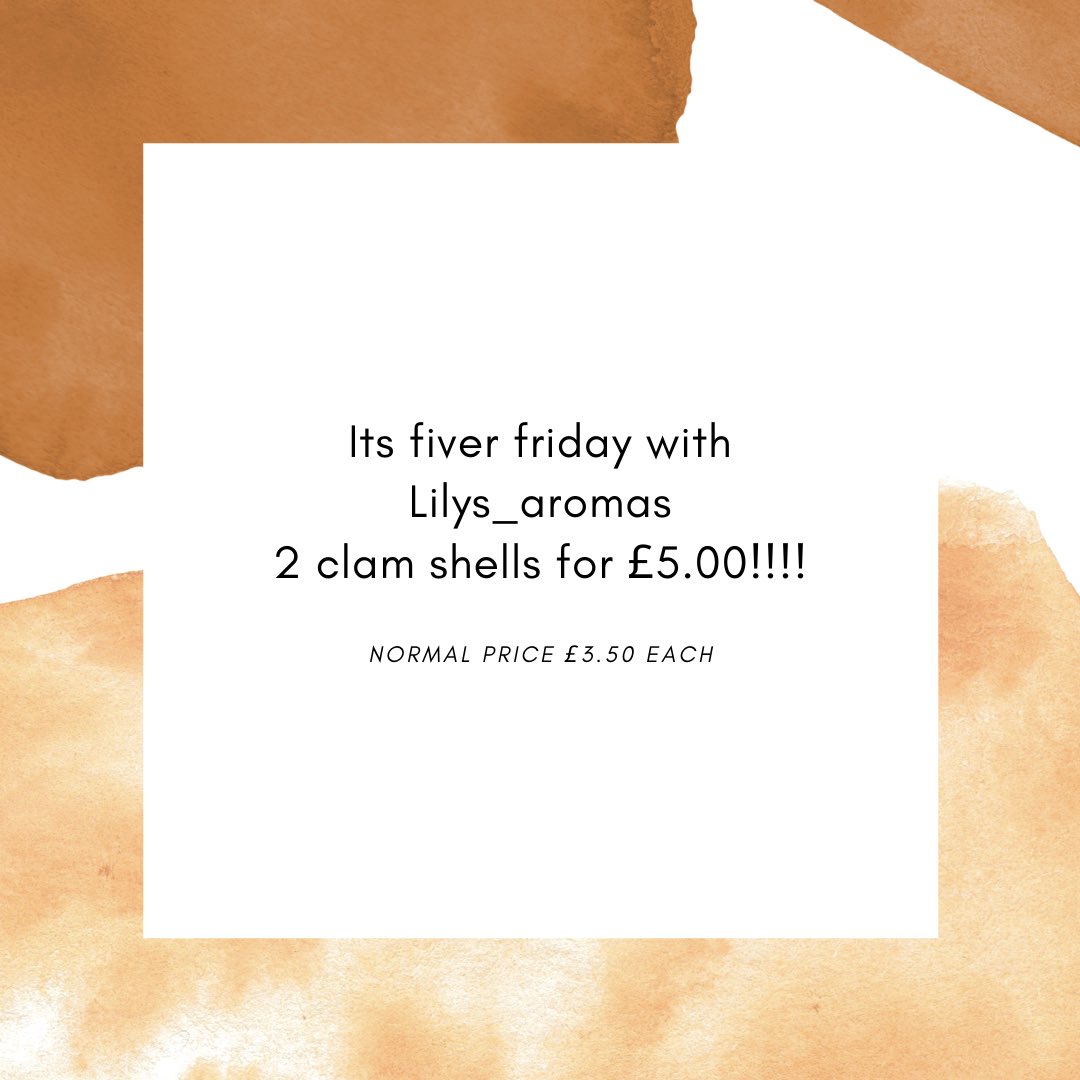 Emily3naylor's tweet photo. Fiver Friday on our clam shells! 2 for a fiver! Normally £3.50 #friday #fiver #2forafiver #clamshells #salesalesale #sale #buy #shop #retweet #post #like #follow #share https://t.co/XFm3yAv6uc