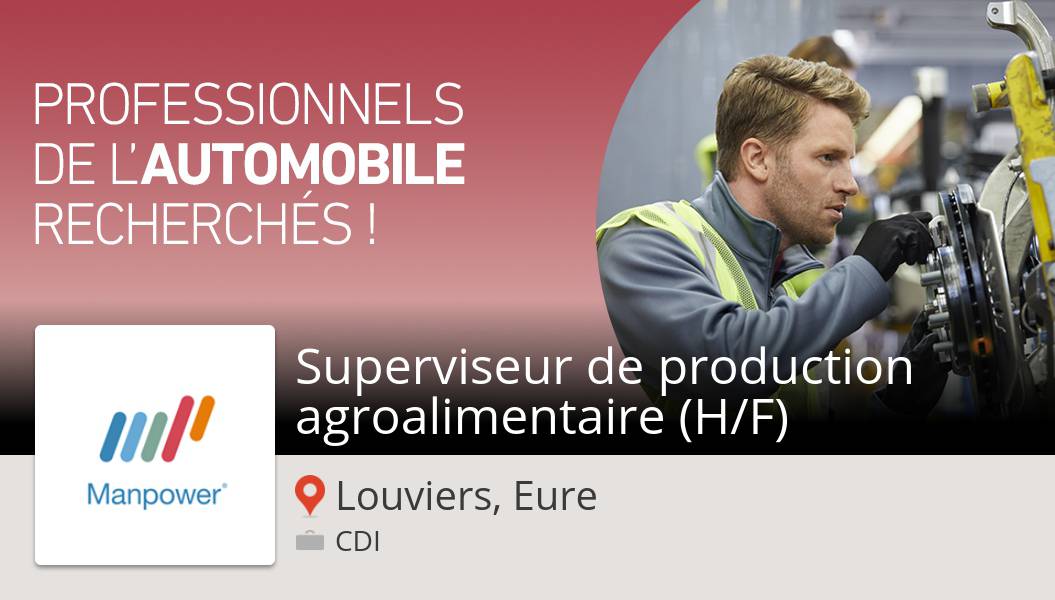 BrigittePotie's tweet photo. Découvrez ce #job : #Superviseur de #production agroalimentaire (H/F) chez #ManpowerFrance (#LouviersEure) https://t.co/Yk1awuBDH2 https://t.co/3F0pL8hB5N
