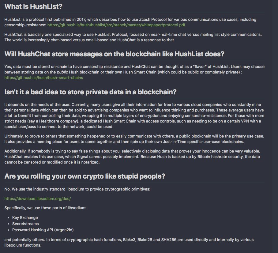 HushChat is like <a href="/signalapp/">Signal</a> except it's not backdoored and all the code is GPLv3 FREE SOFTWARE, every damn line!

It's inside SilentDragonLite, download here: git.hush.is/hush/SilentDra…

<a href="/moxie/">Moxie Marlinspike</a> should be ashamed, selling out his cypherpunk friends for money

#Bitcoin Protocol Gossip