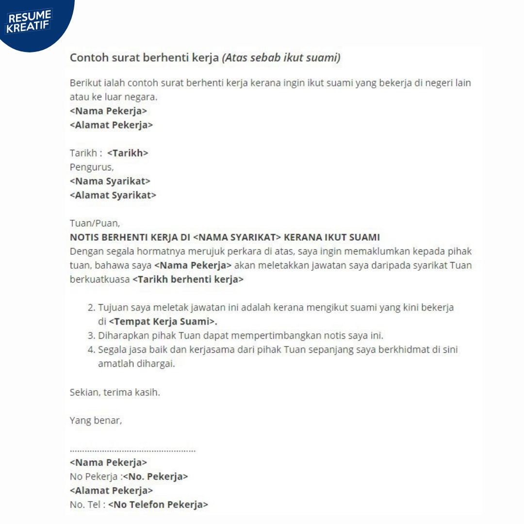 Cara Buat Surat Berhenti Kerja Jabatan karyawan dan lokasi kerja