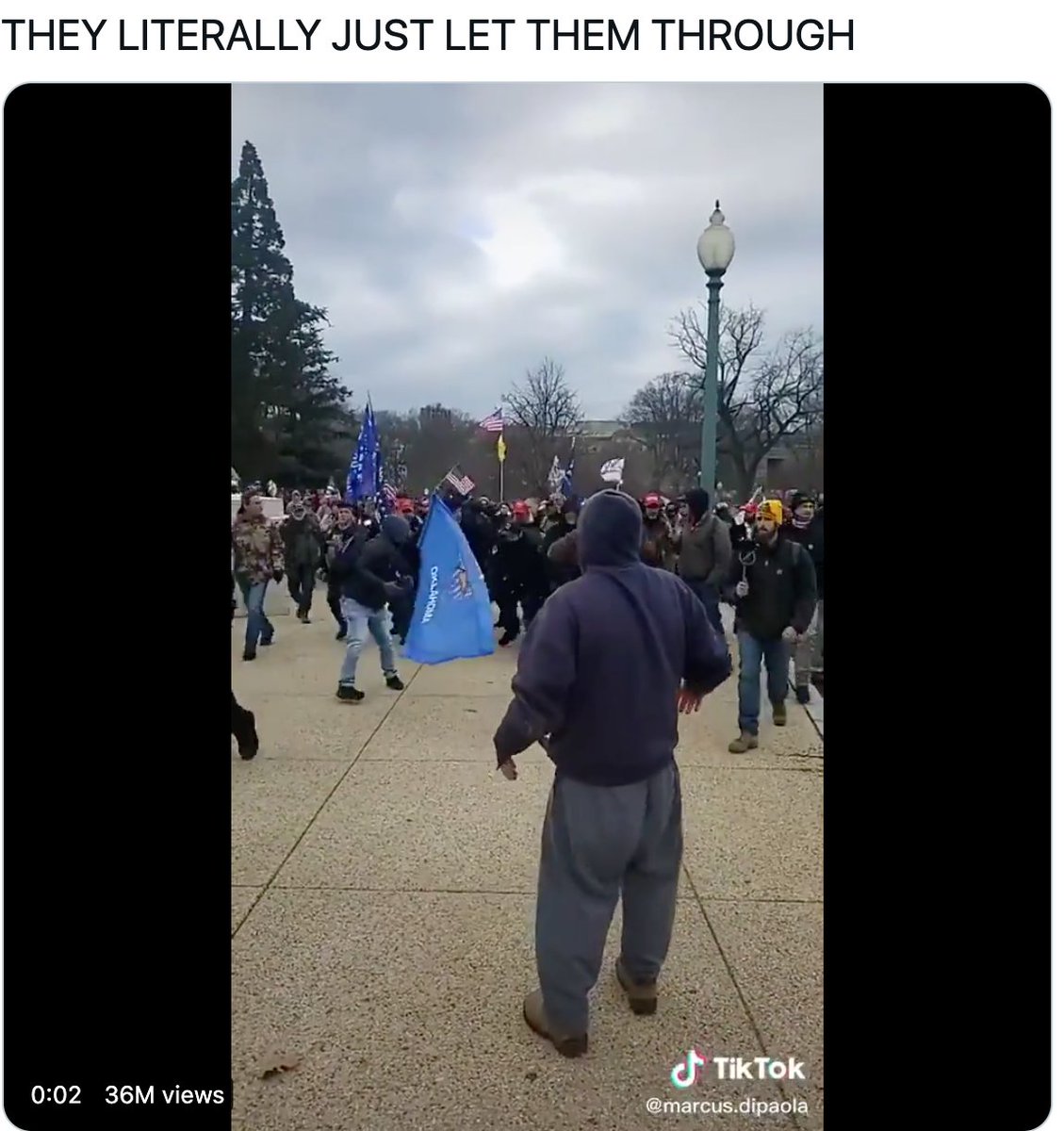1:58PM: On the east side,  @marcusdipaola captures police being "completely overrun at one of the perimeter barricades."His video originally shared on TikTok gets shared on Twitter without proper context.  https://tiktok.com/@marcus.dipaola/video/6914723446496840965?lang=en