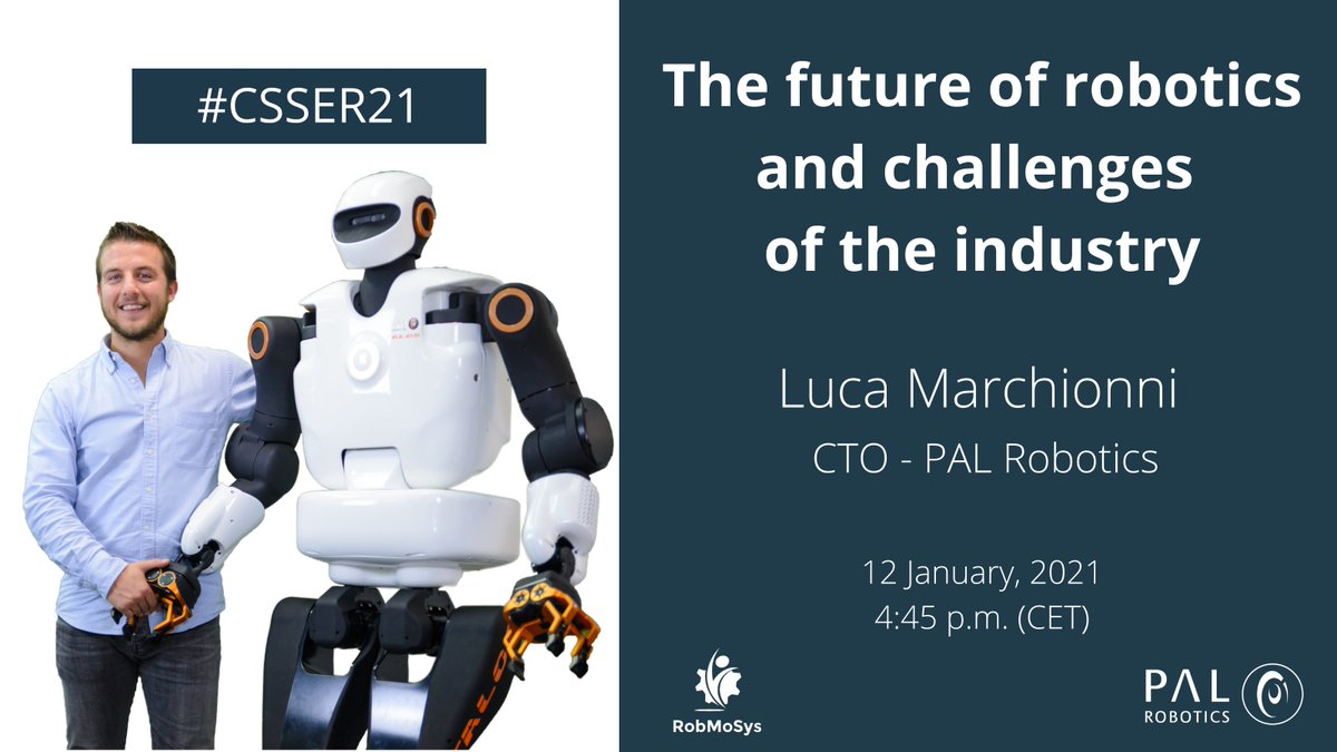 The #CSSER21 event by <a href="/RobMoSys/">RobMoSys</a> is starting next Tuesday (12/01). Don't miss the chance to join the panel discussion on "The future of robotics and challenges of the industry" with our CTO <a href="/luca_marchionni/">luca marchionni</a>. You can register FREE for the event here ➡️robmosys.eu/csser21/