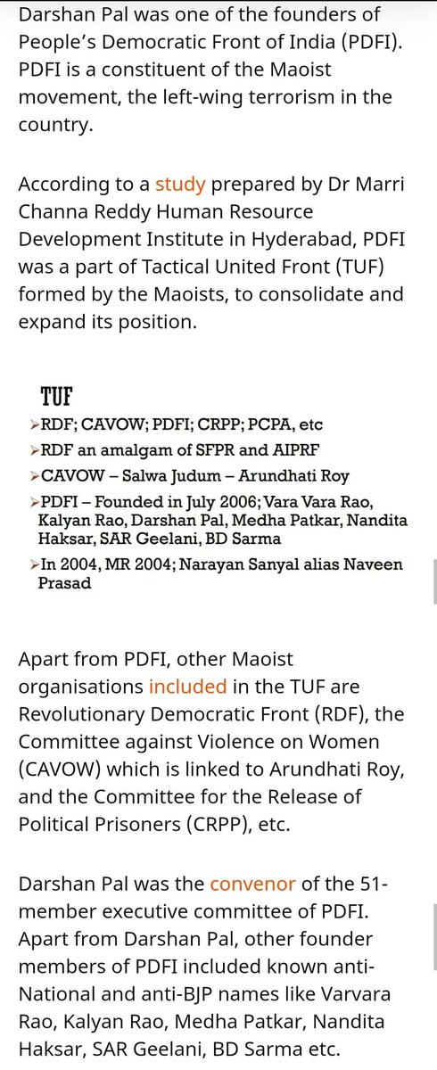 Darshan Pal is a know CPI (Maoist) For those intretested in knowing his views. Pl read the below link  http://word.world-citizenship.org/wp-archive/667 It's foolhardy to believe that in the given situation there can be any resolution to the current standoff.  @narendramodi  @nstomar  @PiyushGoyal