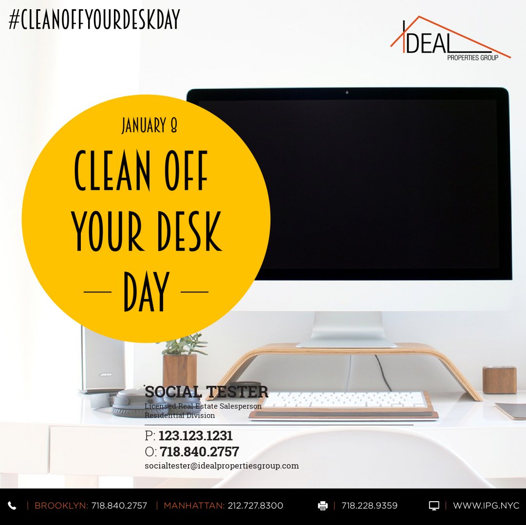 idealproperties's tweet photo. Clean Off Your Desk Day #cleanoffyourdeskday https://t.co/f7QBVmU2LW