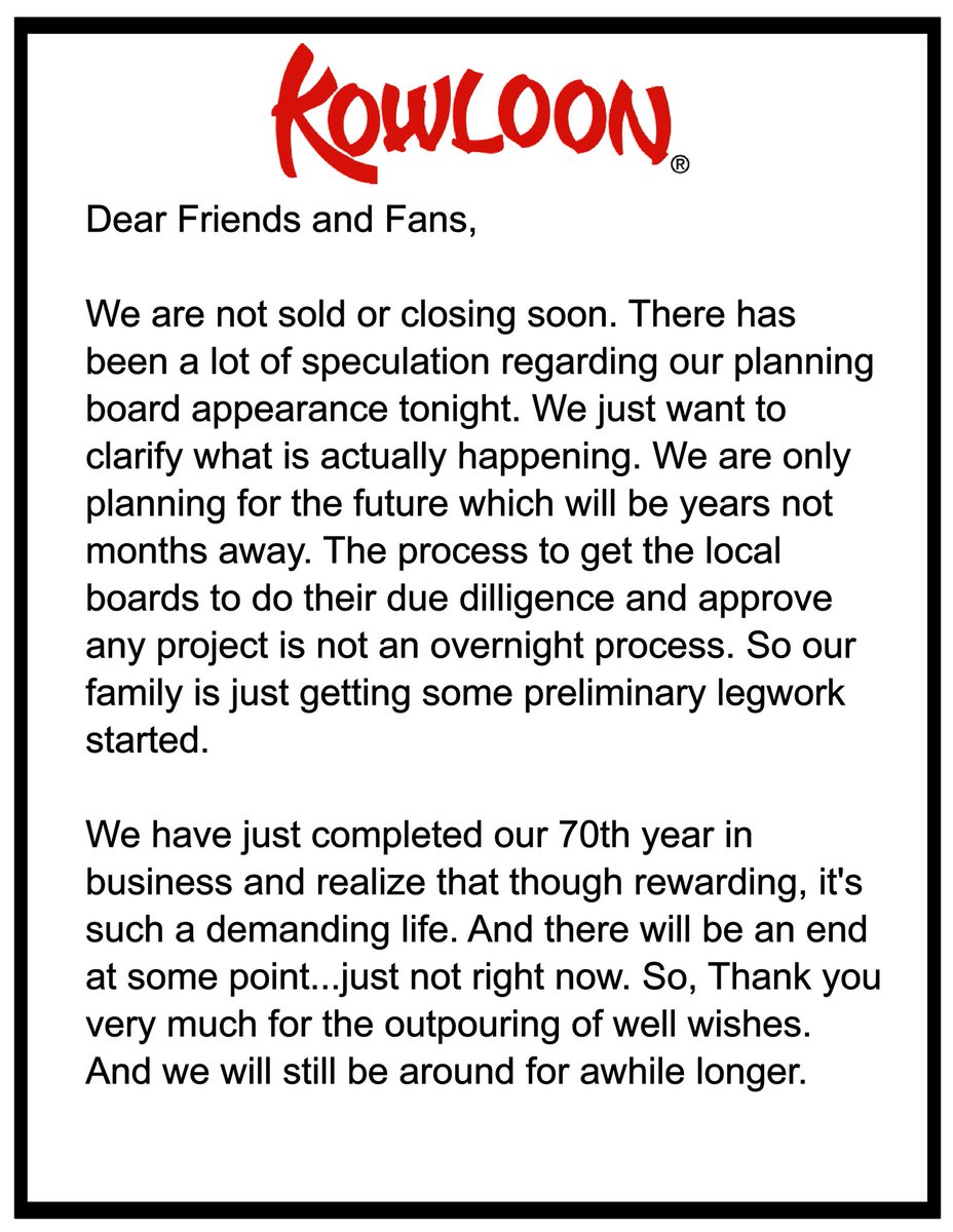 KowloonSaugus's tweet image. To all our Friends and Fans