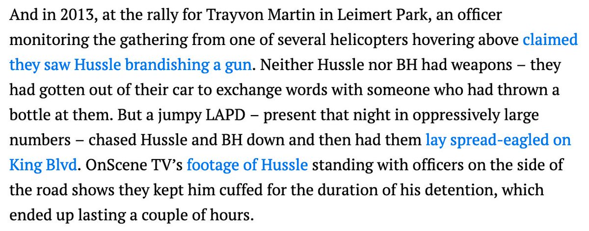 ...which is how Nipsey Hussle and BH found themselves on the ground with dozens of guns pointed at them after a short chase.  https://la.streetsblog.org/2019/08/15/nipsey-hussle-understood-cities-better-than-you-why-didnt-you-know-who-he-was/