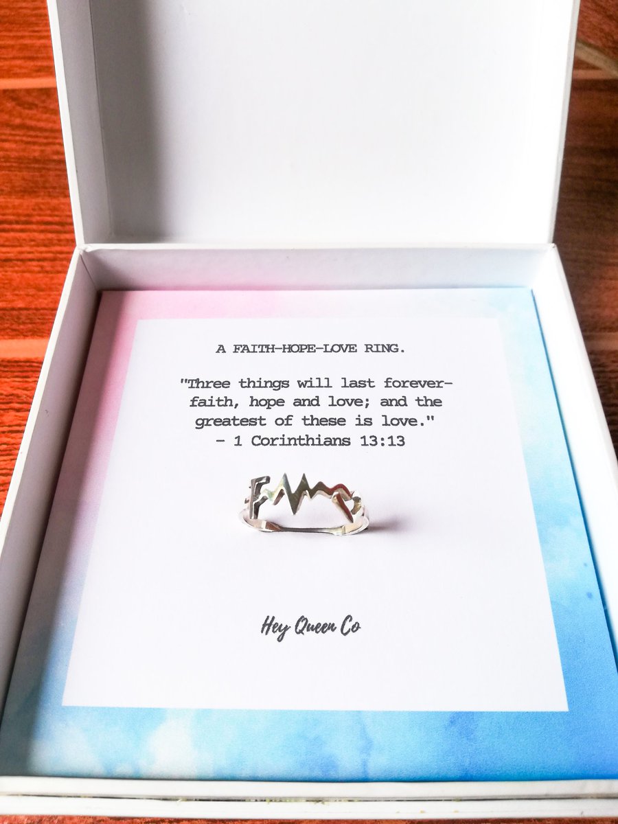 HeyQueenCo's tweet photo. Faith-Hope-Love Ring. 💍

"Three things will last forever - faith, hope and love; and the greatest of these is LOVE."
- 1 Corinthians 13:13 

@HeyQueenCo https://t.co/t8F7SZOu9T