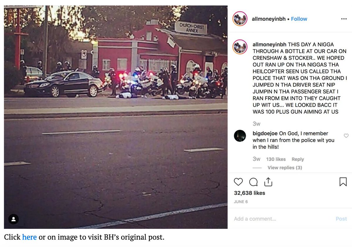 ...which is how Nipsey Hussle and BH found themselves on the ground with dozens of guns pointed at them after a short chase.  https://la.streetsblog.org/2019/08/15/nipsey-hussle-understood-cities-better-than-you-why-didnt-you-know-who-he-was/