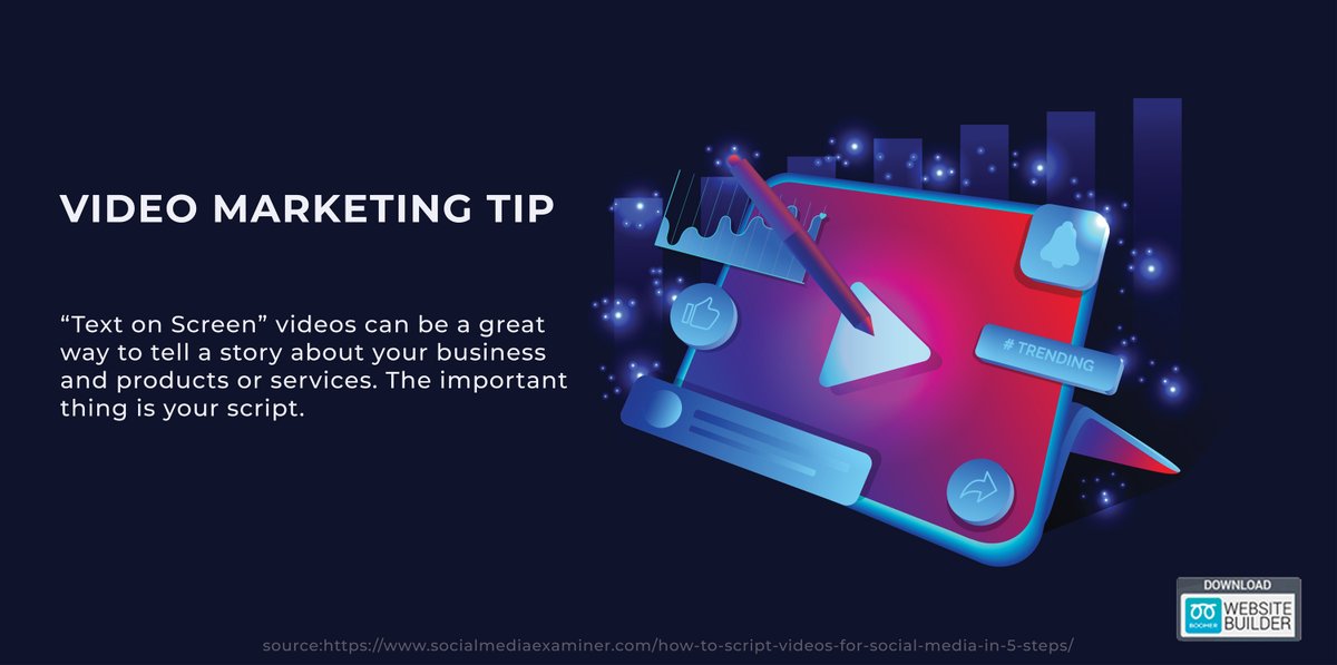 BoomerMerchant's tweet photo. Text on screen videos can be a great way to tell a story about your business.

#smallbusinesstips #videomarketing #boomer #digitalmarketing #boomer https://t.co/PTR9AYszwS