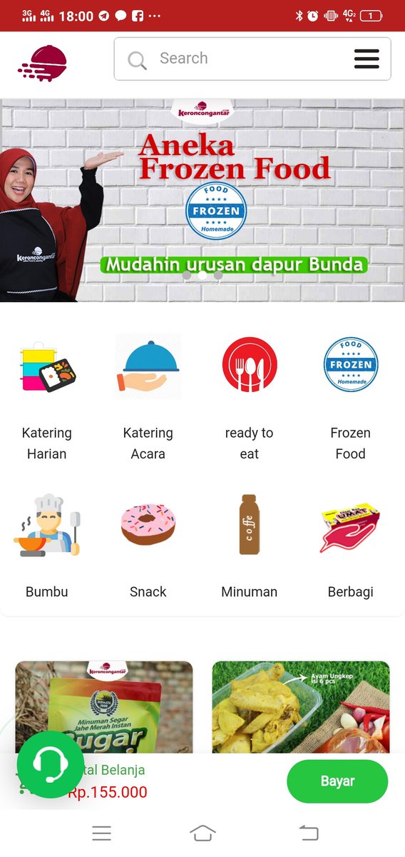 Belanja online makanan dan katering di startup keroncongantar.com