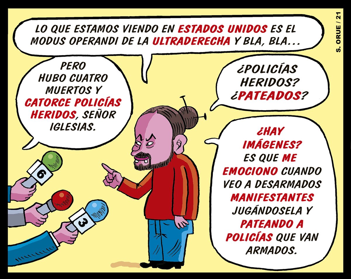 La izquierda española de la "alerta antifascista" que alentaba a rodear el Congreso lamenta ahora el asalto al Capitolio