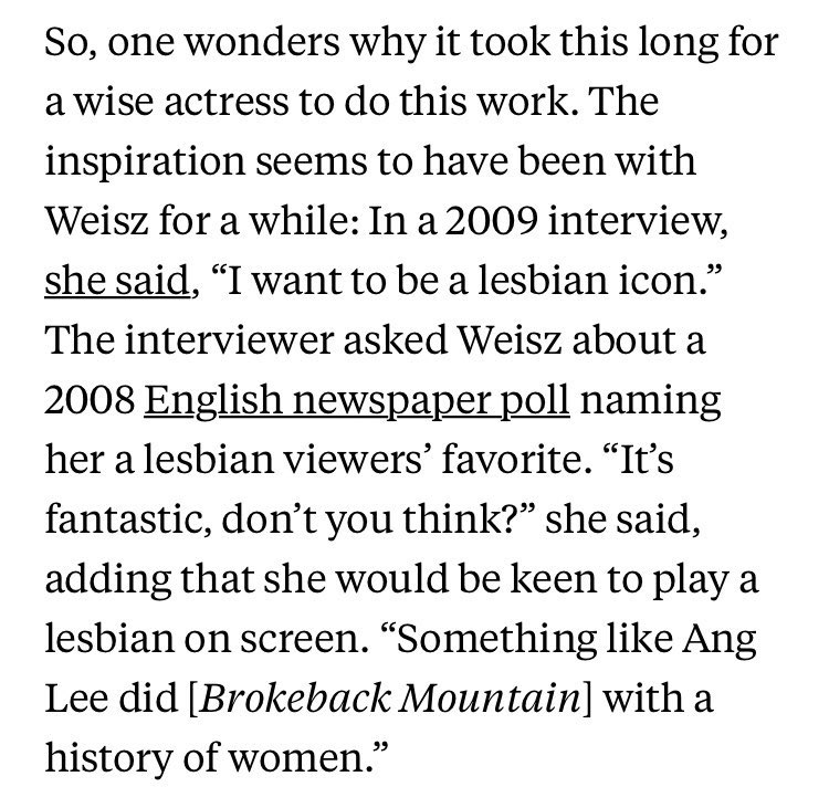 “i want to be a lesbian icon” - rachel weisz, 2009