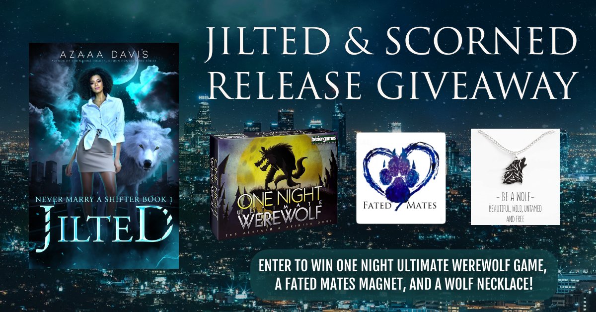 CLCannonAuthor's tweet photo. 🐺To celebrate the releases of #Jilted &amp; #Scorned, books 1 &amp; 2 of the #NeverMarryAShifter series, by @AzaaaDavis, we're giving away a #OneNightUltimateWerewolf game, a #fatedmates magnet, &amp; a wolf necklace!🌙

Enter here: https://t.co/fWA5WDxSdV

#pnr #shifters #paranormalromance https://t.co/Wr3ZC3KwmM