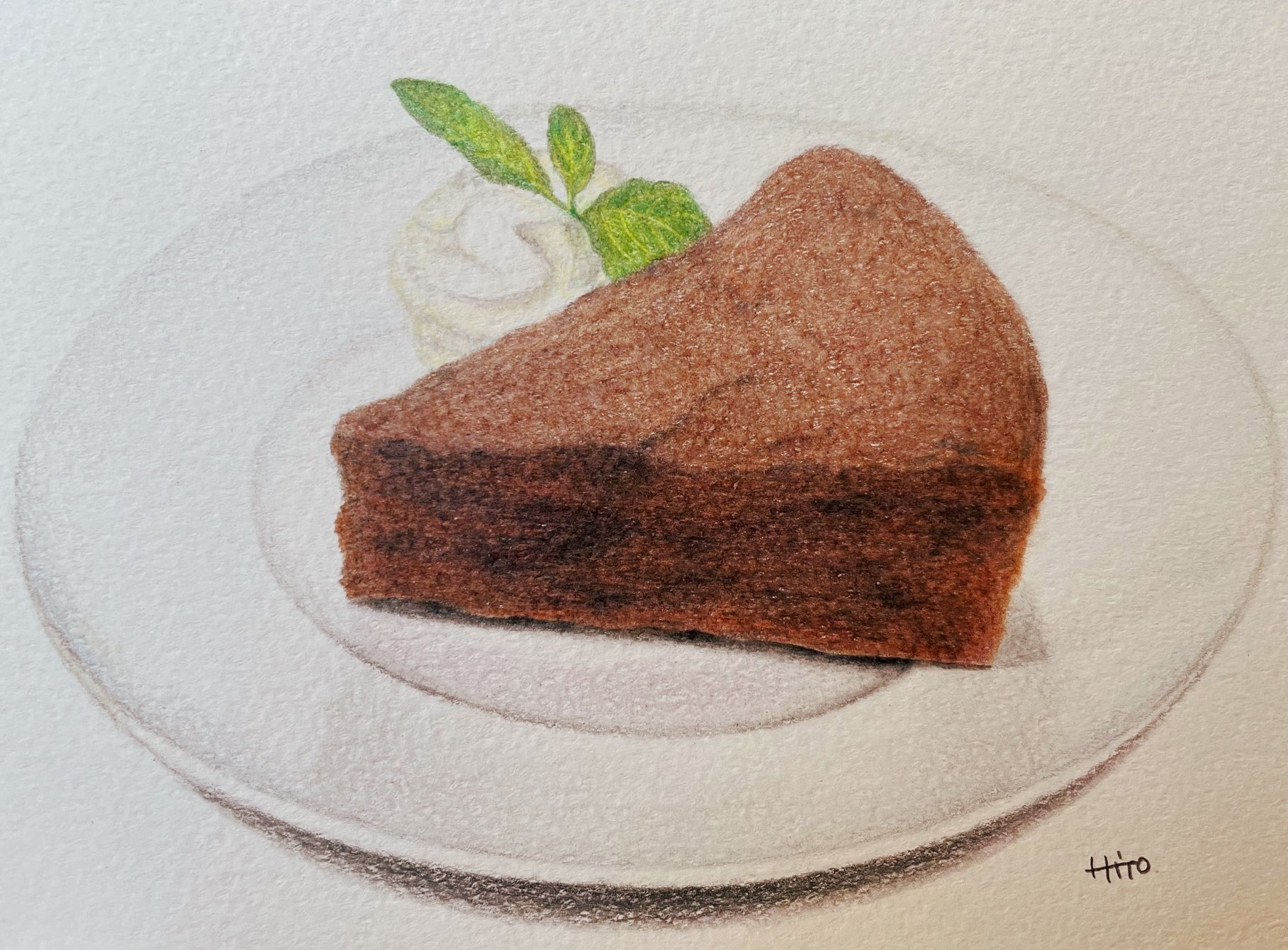 色鉛筆 ここち工房 チョコレートケーキ フリーハンドでかくお皿の楕円 手こずった 色鉛筆 色鉛筆イラスト 絵描きさんと繋がりたい T Co Hjwk92kysb Twitter