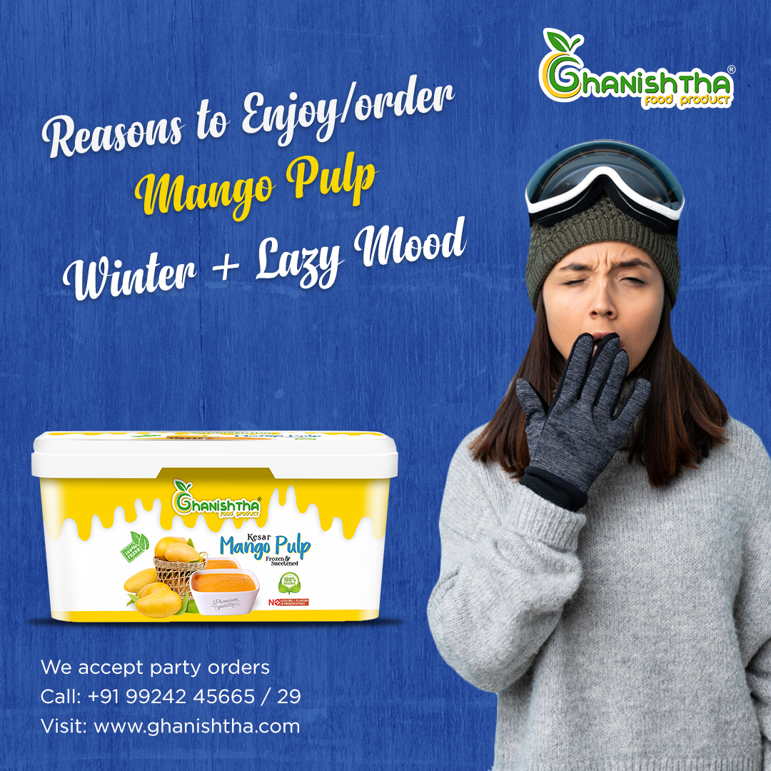 Why work in a celebration and lazy mood, when you can just order and enjoy the yummiest and the freshest mango pulp? Visit: ghanishtha.com or call +91 99242 45665 / 29 to order.#ghanishtha #Mango #pulp #MangoGotli #Mangopulp #aamras #mangoes #kingoffruits #Kesar #Organic