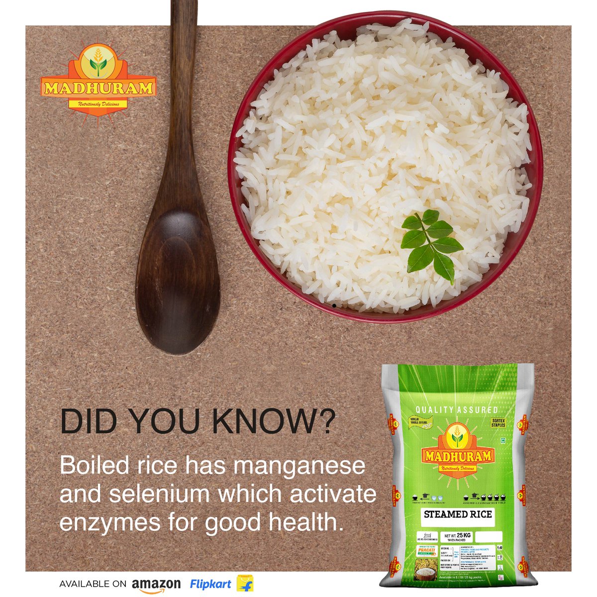 MadhuramFoods's tweet photo. #KnowYourRice
Manganese enzymes keep connective tissues strong and help the cells to produce energy while Selenium enzymes promote blood vessel and thyroid gland function.
Add #Madhuram rice to your daily diet & enjoy a hearty meal.
https://t.co/VAHRri3FVn
#SteamRice https://t.co/N4WGFyZry2