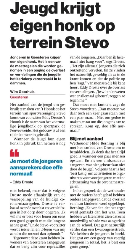 STEVO in de bres voor hangjeugd