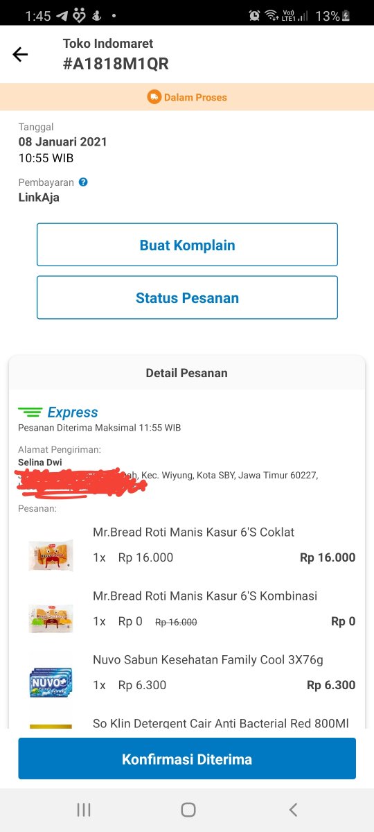 selinadwis's tweet photo. @KontakIndomaret @Indomaret pukul 11.55 max karena saya menggunakan layanan express https://t.co/UXy663rmnt