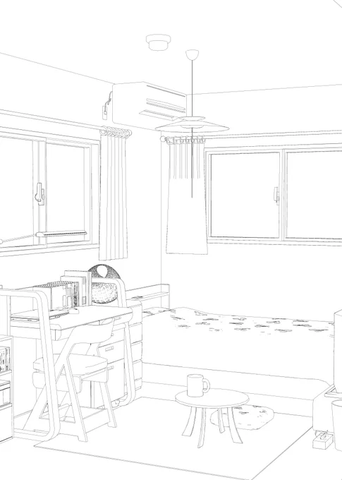 お世話になっております。こう言った3Dで線画にしたものを商業作品として素材感を無くした背景にするにはどうしたらいいのしょうか?
お教えいただければ幸いです。よろしくお願いいたします。
 #しつもん背景美塾 