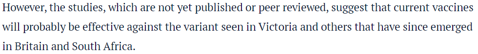Why is  @liammannix a Science Reporter (apparently) writing articles on Science that has not been published or peer reviewed? This is not in the public interest and only leads to confusing the public and naturally (unfairly) reflects poorly on  @DanielAndrewsMP and the  @VicGovDHHS.