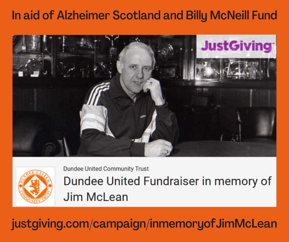 arabtrust1909's tweet image. In memory of our greatest ever manager, please donate if you can to Dundee United Community Trust's fantastic fundraiser to help Alzheimer Scotland and Billy McNeill Fund.  And do remember gift aid where applicable.

justgiving.com/campaign/inmem…