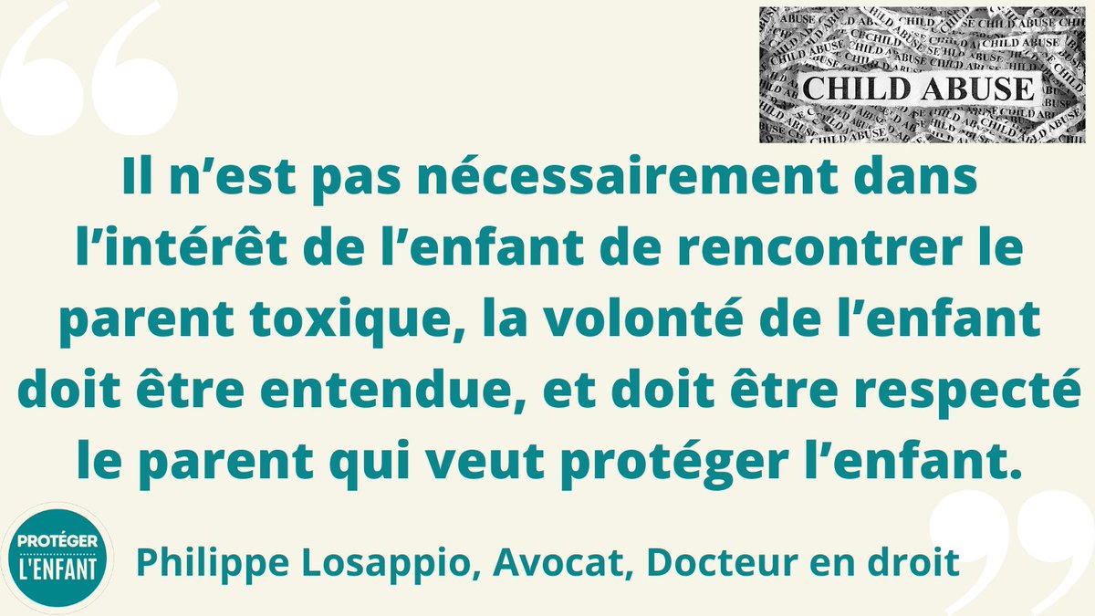 proteger_enfant's tweet image. 🔶Merci aux avocats @SophieSoubiran de la @Fondationfemmes et Philippe Losappio de promouvoir la réforme du délit de non représentation d’enfant
🔶Lorsque la maltraitance, la violence ou l’inceste sont plausibles, le principe de précaution devrait s’appliquer #ProtegerLessenfants