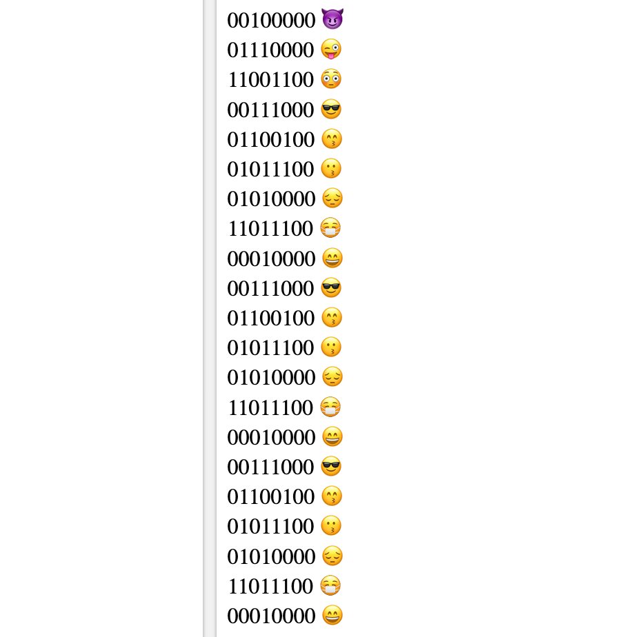 #genuary #genuary2021 day 2: rule 30
I wrote a #processing3 sketch to run rule 30 in binary, and output the result as emoji 🤖