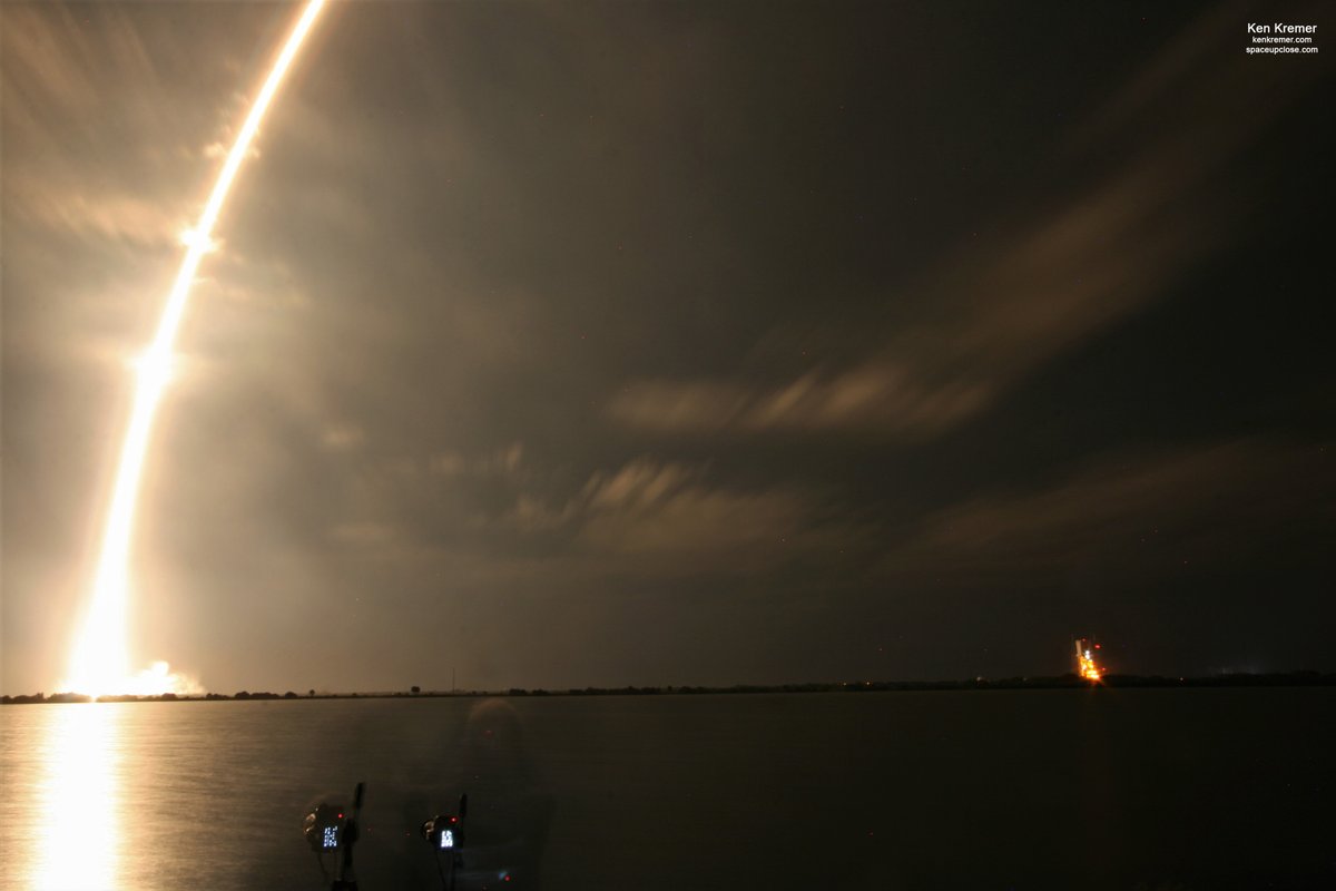 ken_kremer's tweet photo. Initial liftoff streak #Turksat5A Turkish comsat roars2orbit in 30sec long exposure after stunning nighttime blastoff 915PM ET #SpaceX #Falcon9 from #pad40 Florida Space Coast soaring over my cams & me & #pad37 on way to GTO delivery on 4x recycled B1060 1st stage.@45thSpaceWing https://t.co/5npVAXpFWM