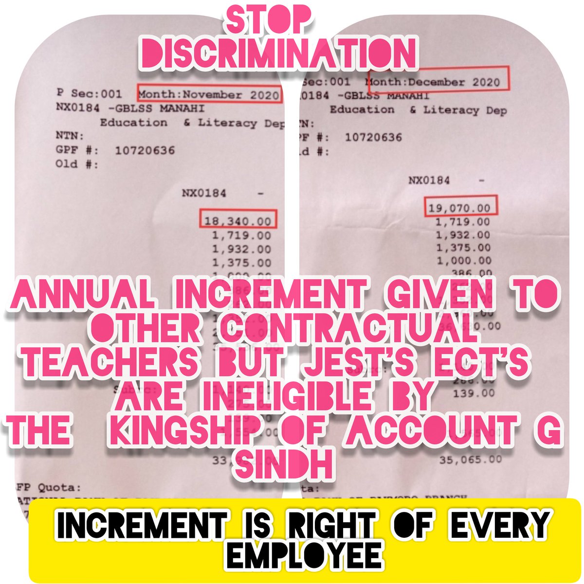 Tofikahmed110's tweet photo. #IncrementIsRightOfJESTsECTs
Stop Discrimination
Stop Discouraging Merit
You Can't deprive Our Right
Why Dual Standards for Teachers In One Province?
@BBhuttoZardari #KTNnews #SindhTV #DhartiTV #MehranTV & #AwazTV. https://t.co/IU75qzq7Ul