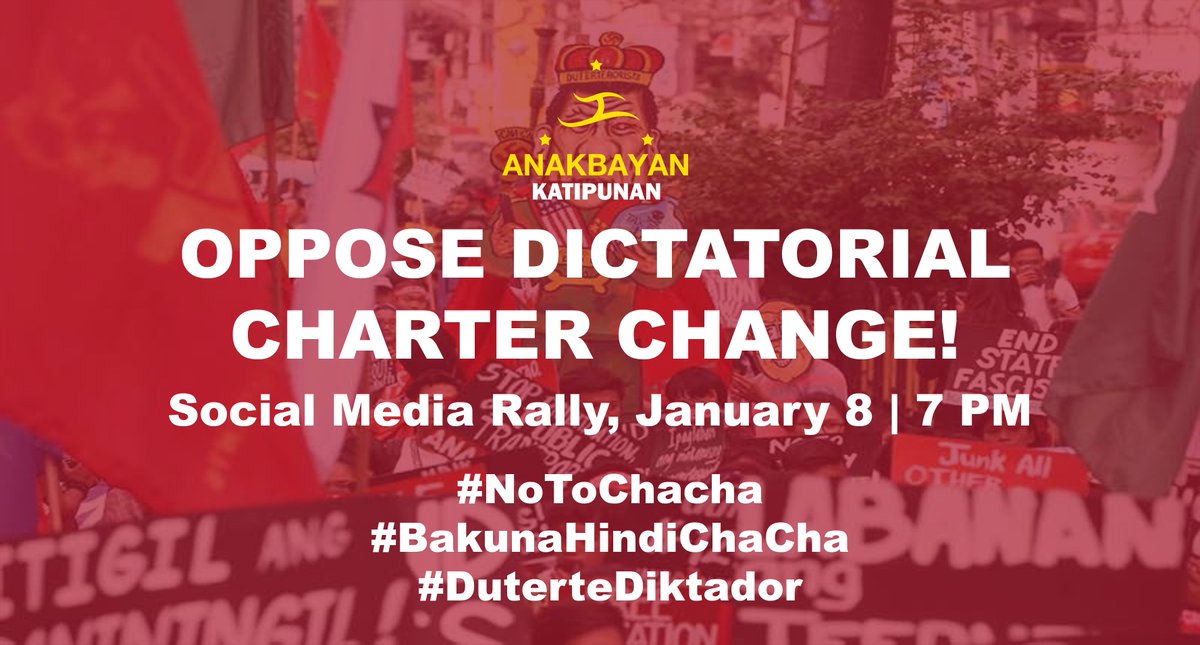 Meesa thinks wesa should stop giving the Chancellor emergency powers - CharChar Jinks

Oppose Duterte's schemes for Marcosian
extension of power beyond 2022!

Fight against the extension of incompetence, violence and plunder! 

#NoToChacha
#BakunaHindiChaCha
#DuterteDiktador
