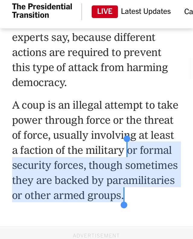 There is ample video and documentary evidence of formal security force (police) and paramilitary participation. Its coherence isn’t required.It has also been widely reported that Trump refused to use his formal power to impede them with the National Guard.This isn’t hard.